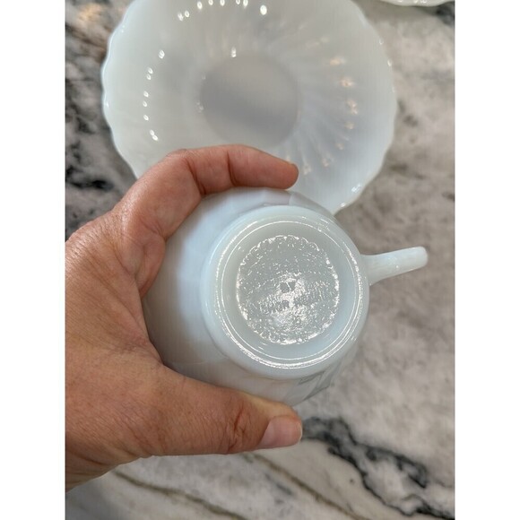 Anchor Hocking Fire King Swirl Demitasse Cup and Saucer Set of 5 - Picture 3 of 6